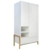 Armoire 2 Portes 1 Tiroir ADAM - Blanc/Chêne