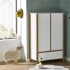 Armoire 2 Portes 1 Tiroir CODY – Blanc/Bois