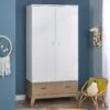 Armoire 2 Portes 1 Tiroir EKKO – Blanc/Chêne