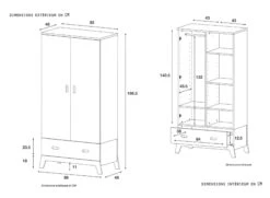 Armoire 2 Portes 1 Tiroir EKKO – Blanc/Chêne -Nateo Concept armoire 2 portes 1 tiroir ekko blancchene 4
