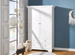 Armoire 2 Portes 2 Tiroirs SPARTE – Blanc