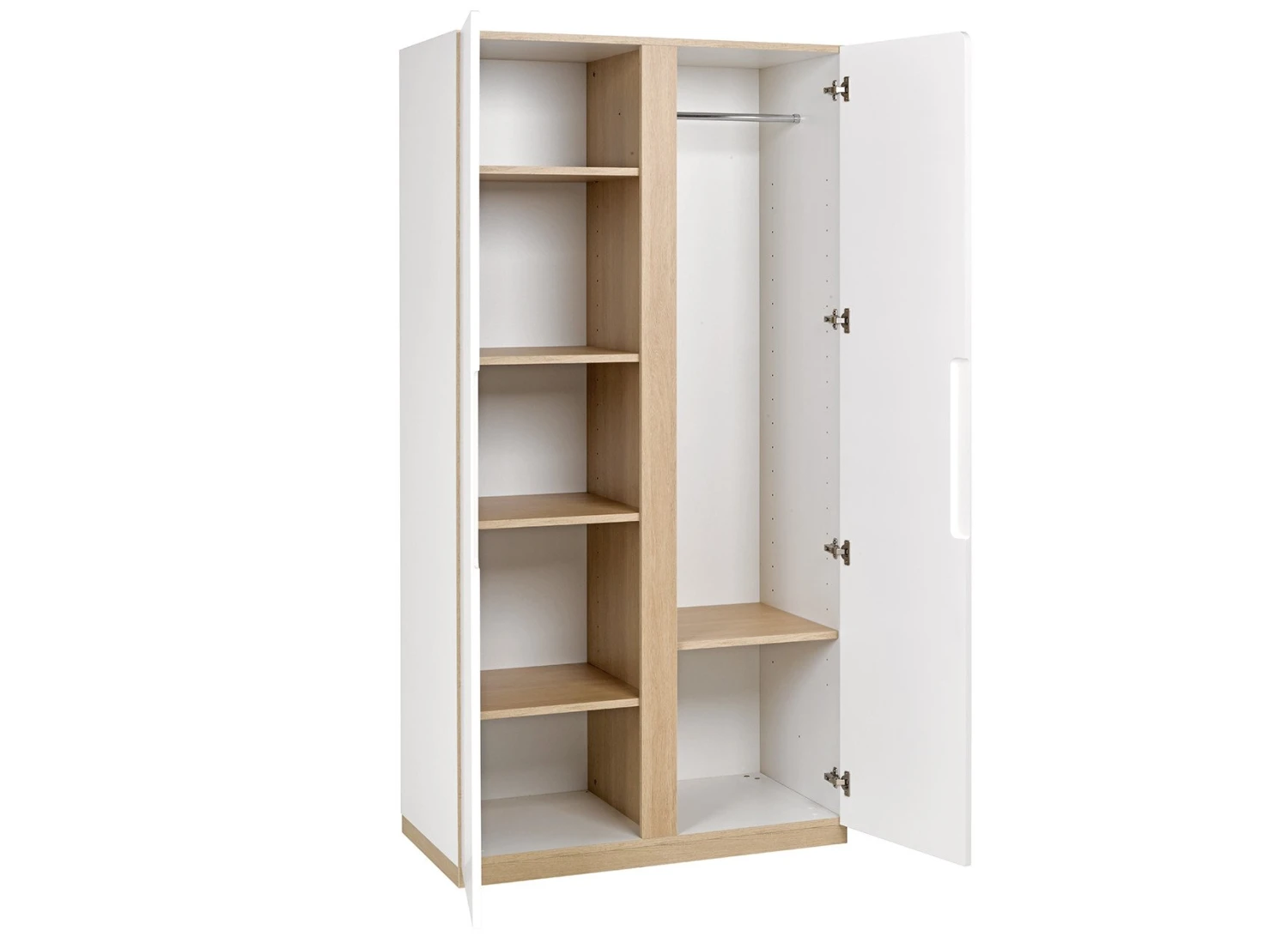 Armoire 2 Portes PRADO – Blanc/Chêne – Image 4