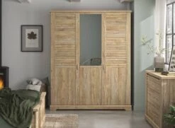 Armoire 3 Portes BALYSS - Châtaignier Blanchi