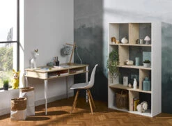 Bibliothèque 8 Cases SYMI – Blanc/Bouleau -Nateo Concept bibliotheque 8 cases blanc bouleau symi 2