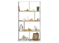 Bibliothèque 8 Cases SYMI – Blanc/Bouleau -Nateo Concept bibliotheque 8 cases blanc bouleau symi 3