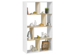 Bibliothèque 8 Cases SYMI – Blanc/Bouleau -Nateo Concept bibliotheque 8 cases blanc bouleau symi 4