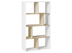 Bibliothèque 8 Cases SYMI – Blanc/Bouleau -Nateo Concept bibliotheque 8 cases blanc bouleau symi 5