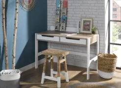 Bureau 2 Tiroirs PRADO – Blanc/Chêne