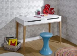 Bureau 2 Tiroirs VOLT – Blanc/Bois