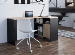 Bureau D'angle Avec Rangement LONDON - Ardoise/Bois