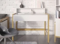 Bureau Enfant 1 Tiroir ADAM - Blanc/ChĂŞne