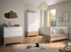 Chambre Bébé Complète EKKO - Blanc/Chêne