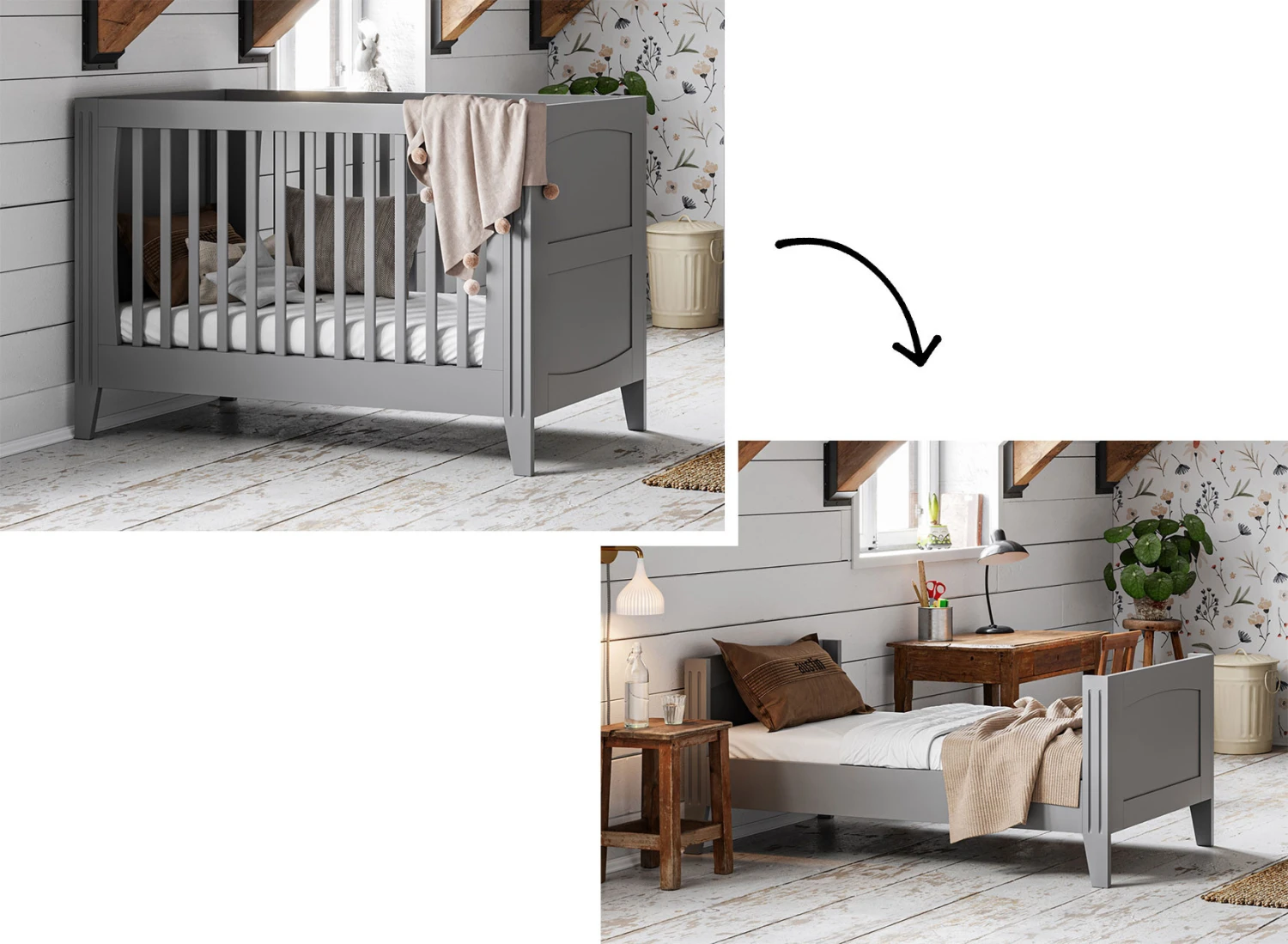 Chambre Bébé Complète MILENNE - Gris 3 Chambre Bébé Complète MILENNE - Gris – Image 3