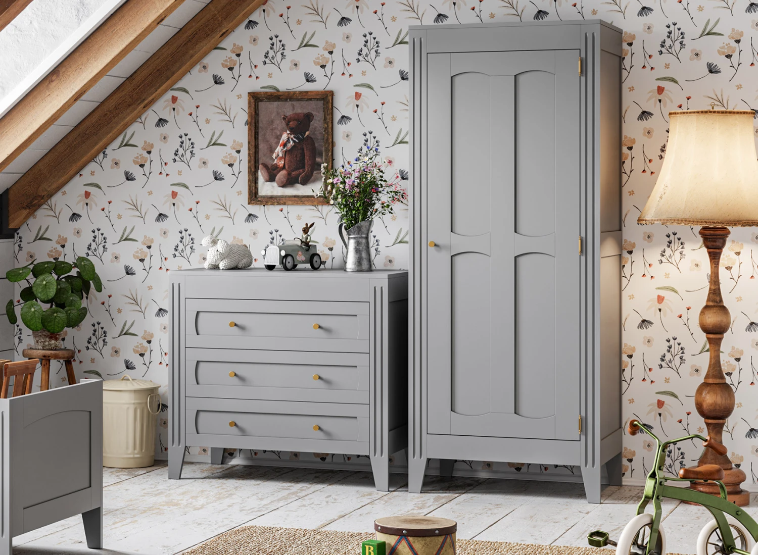Chambre Bébé Complète MILENNE - Gris 6 Chambre Bébé Complète MILENNE - Gris – Image 6