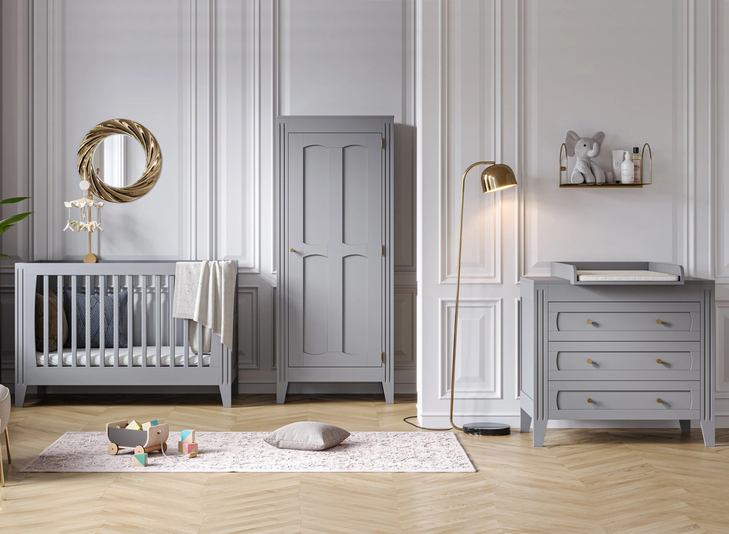 Chambre Bébé Complète MILENNE - Gris 1 Chambre Bébé Complète MILENNE - Gris