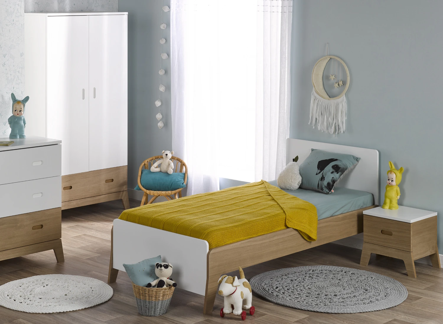 Chevet Scandinave EKKO – Blanc/Chêne – Image 5