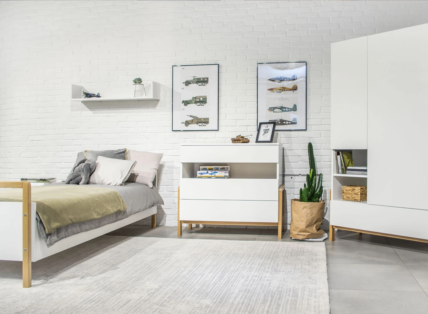 Commode 3 Tiroirs ADAM - Blanc/Chêne – Image 3