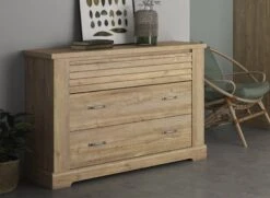 Commode 3 Tiroirs BALYSS - ChĂątaignier Blanchi