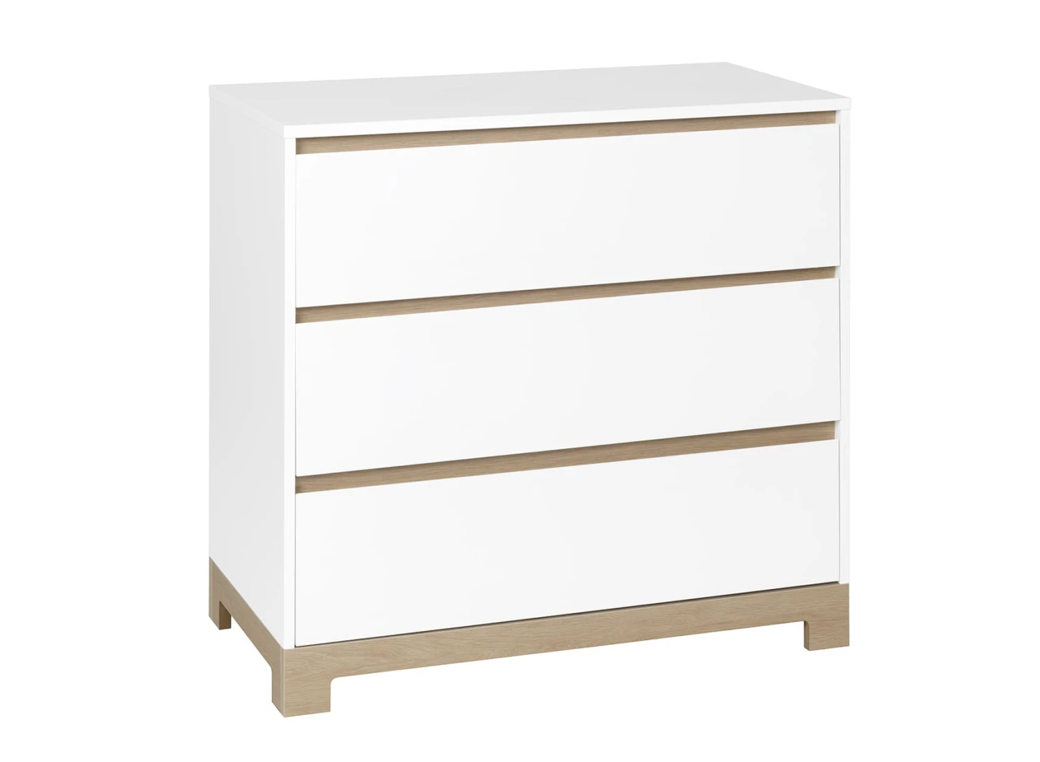 Commode 3 Tiroirs BROOM – Blanc/Chêne Clair – Image 3