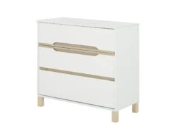 Commode 3 Tiroirs ETHAN – Blanc Et Bois