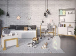 Lit Banquette Enfant 80x180 ADAM - Blanc/Chêne 5 Lit Banquette Enfant 80x180 ADAM - Blanc/Chêne -Nateo Concept lit banquette enfant 80x180 adam blanc chene 2