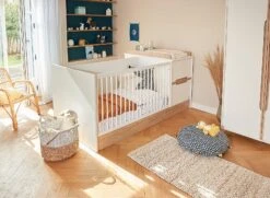 Lit Bébé Combiné évolutif 70x140 ETHAN - Blanc/Bois