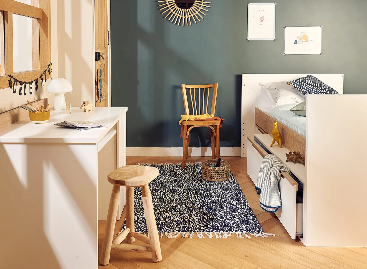 Lit Bébé Combiné évolutif 70x140 ETHAN - Blanc/Bois – Image 4