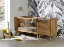 Lit Bébé Combiné évolutif 70x140 WOOD - Chêne Vintage