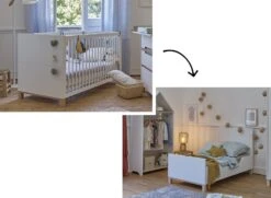 Lit Bébé évolutif 70x140 ETHAN – Blanc Et Bois 9 Lit Bébé évolutif 70x140 ETHAN – Blanc Et Bois -Nateo Concept lit bebe evolutif 70x140 ethan blanc bois 2