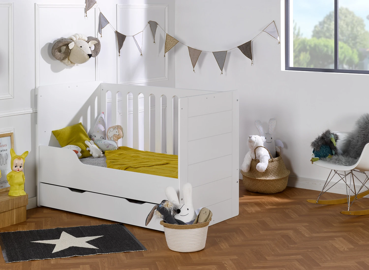 Lit Bébé évolutif 70x140 Blanc CITY – Blanc 2 Lit Bébé évolutif 70x140 Blanc CITY – Blanc – Image 2