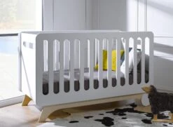 Lit Bébé évolutif 70x140 OXYGENE – Blanc/Bouleau