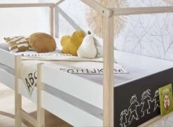 Lit Cabane Mi-hauteur 90x200 BAHIA - Blanc/Pin 8 Lit Cabane Mi-hauteur 90x200 BAHIA - Blanc/Pin -Nateo Concept lit cabane mi hauteur 90x200 bahia blanc pin 2