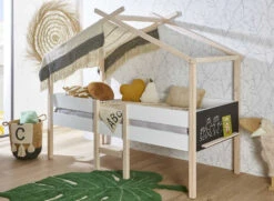 Lit Cabane Mi-hauteur 90x200 BAHIA - Blanc/Pin 9 Lit Cabane Mi-hauteur 90x200 BAHIA - Blanc/Pin -Nateo Concept lit cabane mi hauteur 90x200 bahia blanc pin 3