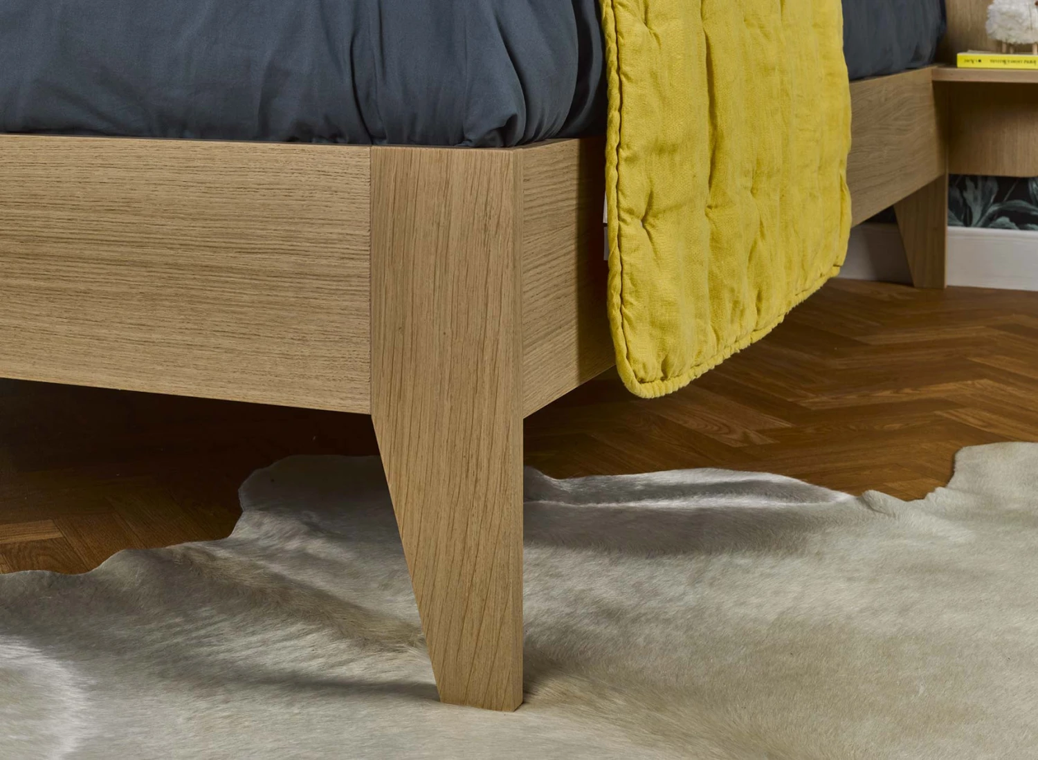 Lit Double 140x190 + Chevet BALI - ChĂȘne Naturel â Image 3