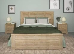 Lit Double 140x200 BALYSS - Châtaignier Blanchi