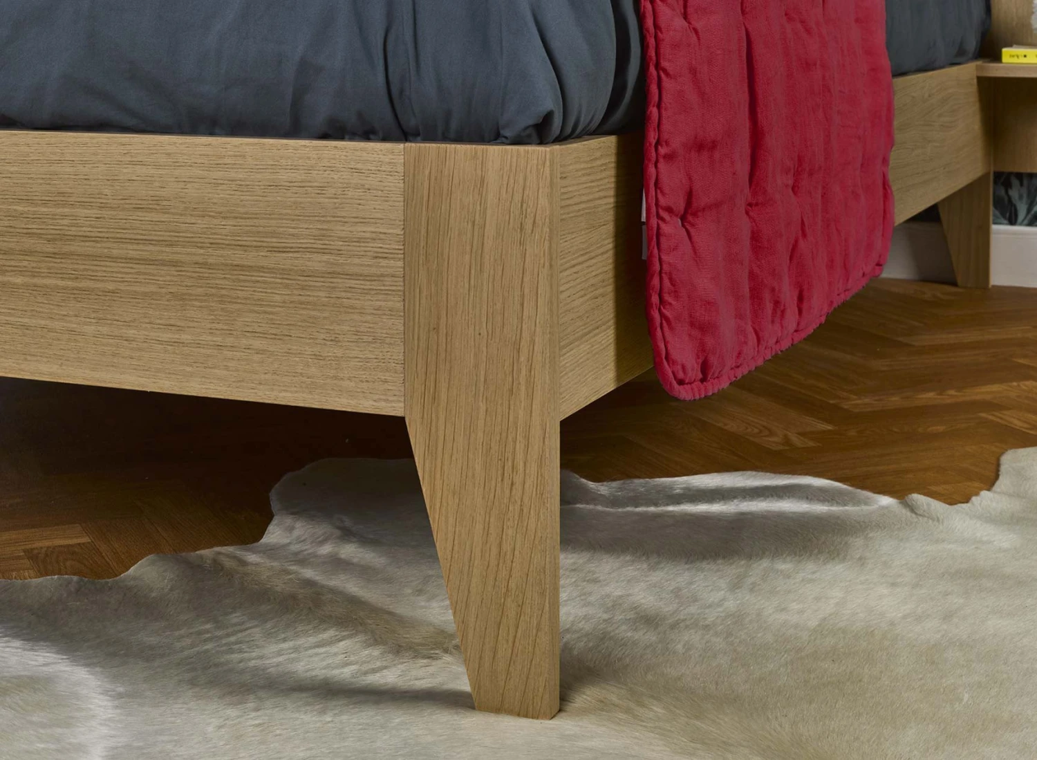 Lit Double 160x200 + Chevet BALI - Chêne Naturel 3 Lit Double 160x200 + Chevet BALI - Chêne Naturel – Image 3
