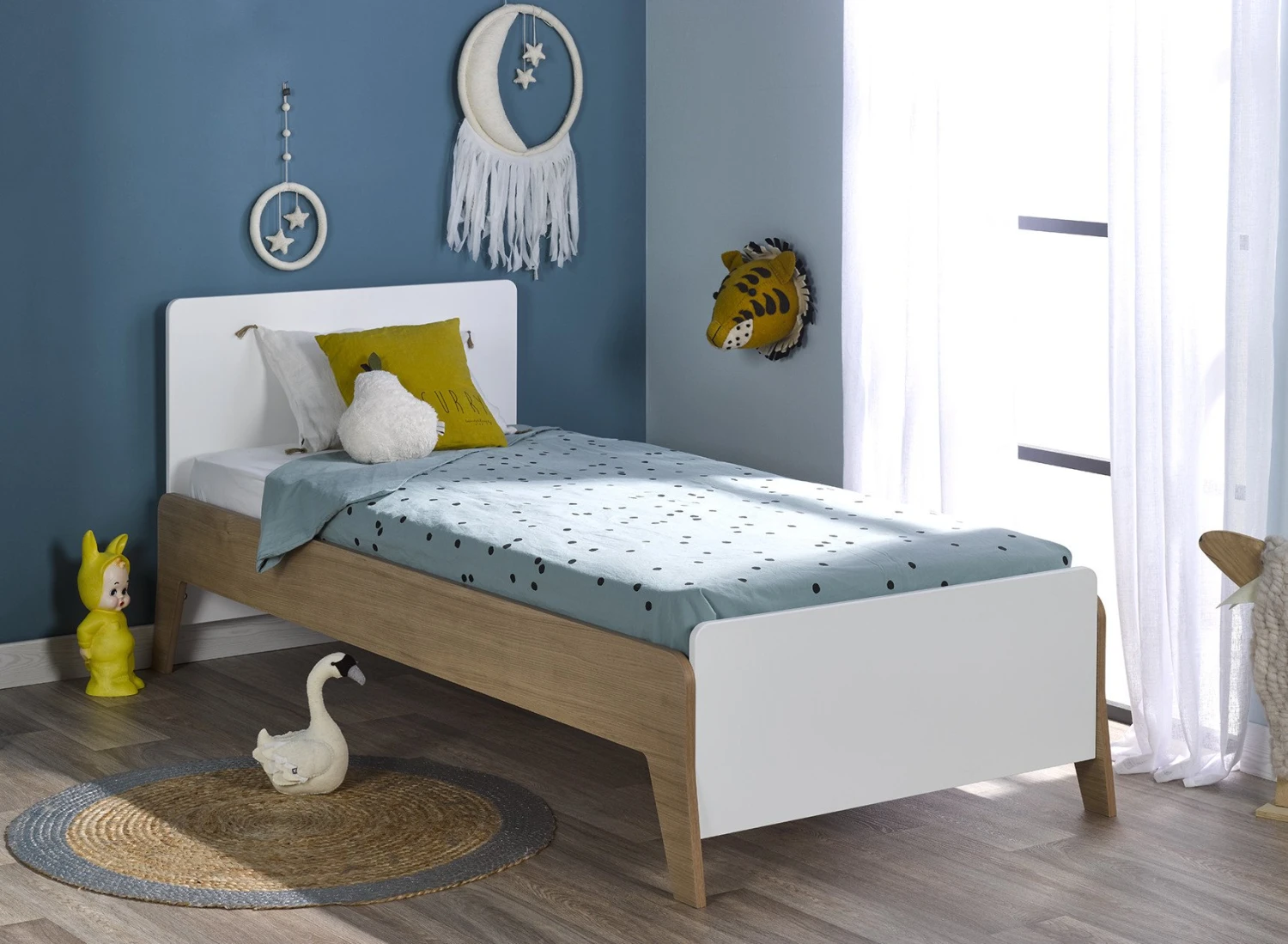 Lit Enfant 90x190 EKKO – Blanc/Chêne