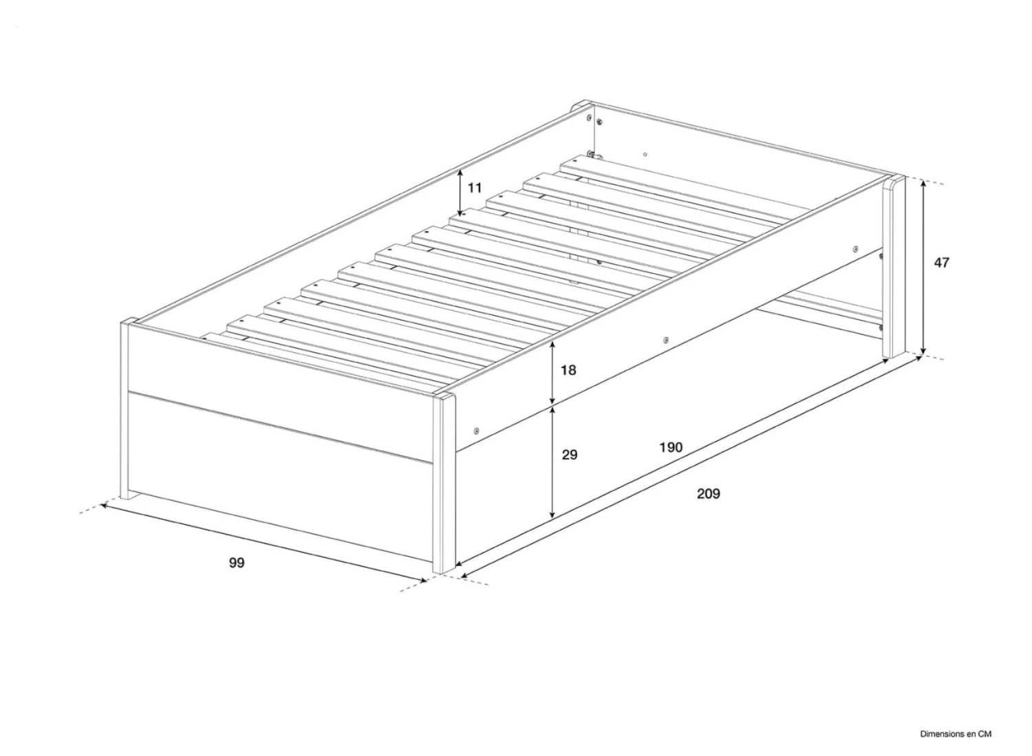 Lit Enfant 90x200 PRADO – Blanc/Chêne 7 Lit Enfant 90x200 PRADO – Blanc/Chêne – Image 7