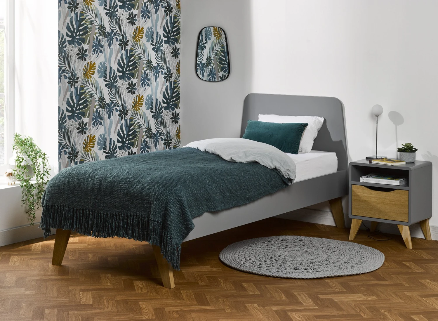 Lit Enfant 90x200 LOKI Gris + Sommier 1 Lit Enfant 90x200 LOKI Gris + Sommier