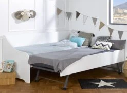 Lit Gigogne 80x200 BERCY Blanc + 2 Matelas