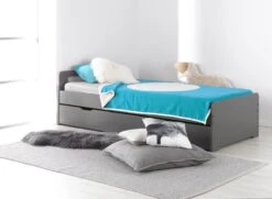 Lit Gigogne 90x190 LEVIS Ardoise + 2 Matelas
