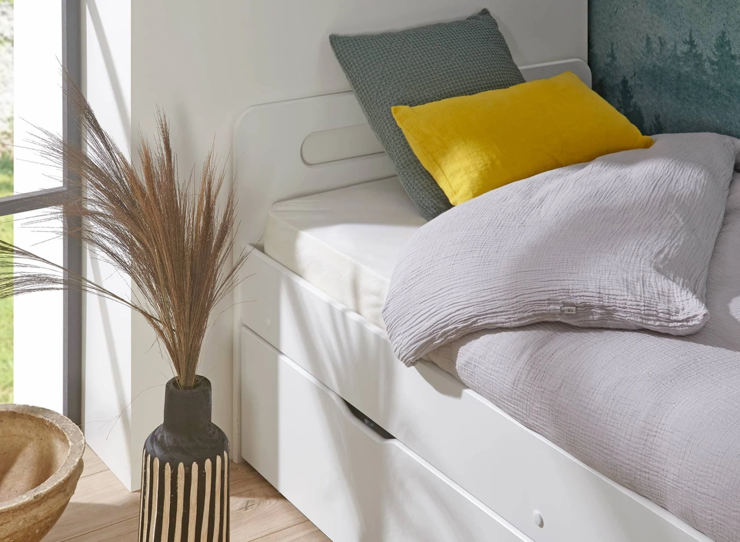 Lit Gigogne 90x190 LEVIS Blanc + 2 Matelas 2 Lit Gigogne 90x190 LEVIS Blanc + 2 Matelas – Image 2