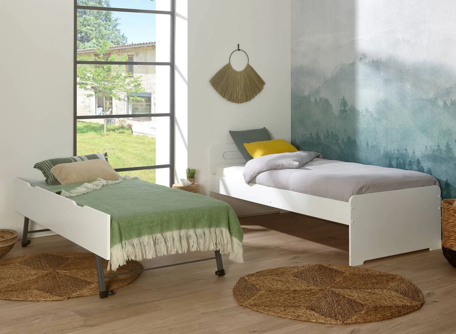 Lit Gigogne 90x190 LEVIS Blanc + 2 Matelas 3 Lit Gigogne 90x190 LEVIS Blanc + 2 Matelas – Image 3