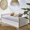 Lit Gigogne 90x190 TYKO Blanc/Pin + 2 Matelas