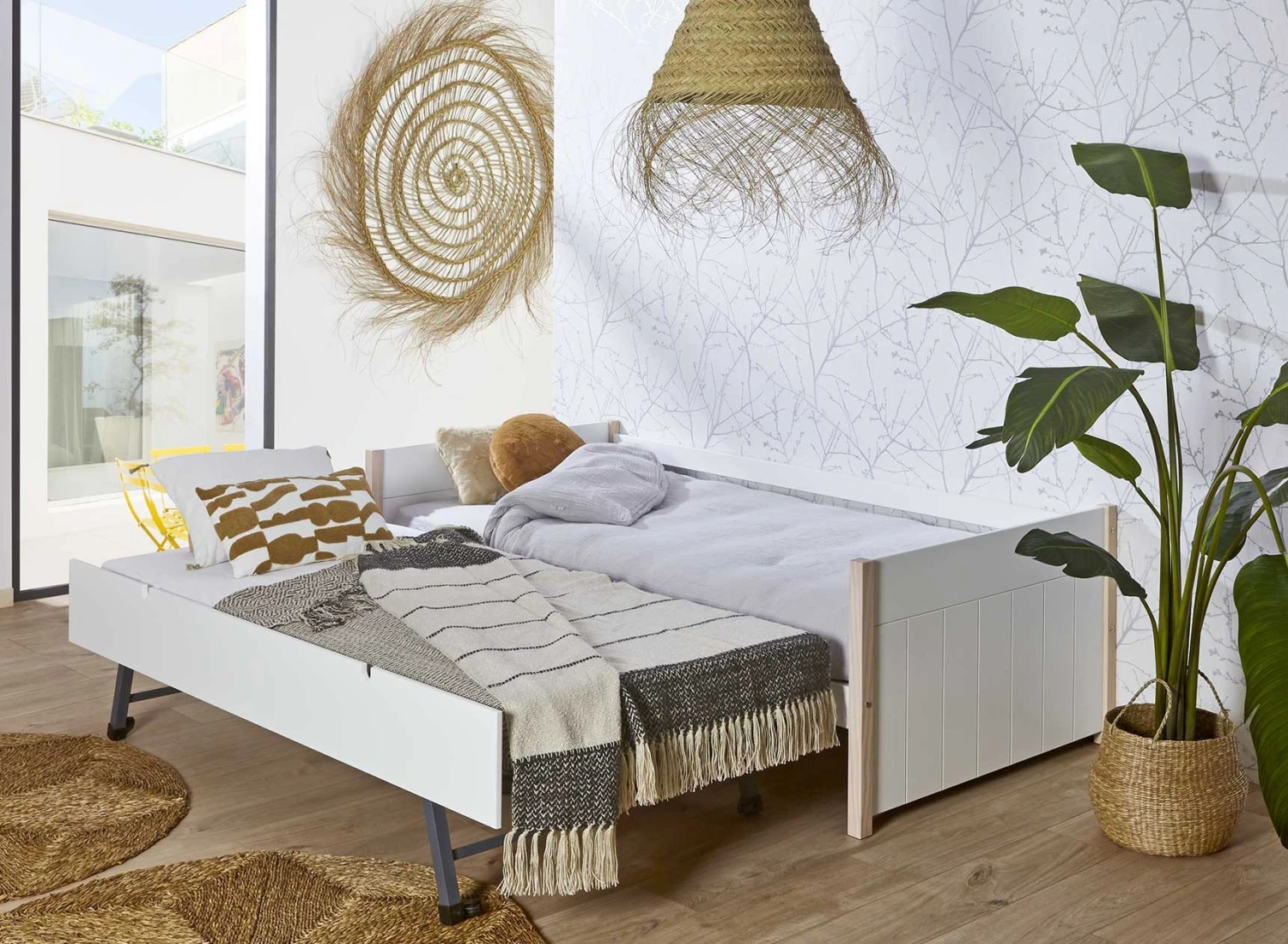 Lit Gigogne Banquette 90x190 TYKO - Blanc/Pin 3 Lit Gigogne Banquette 90x190 TYKO - Blanc/Pin – Image 3