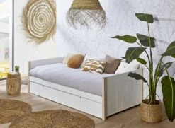 Lit Gigogne Banquette 90x190 TYKO - Blanc/Pin