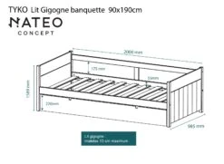 Lit Gigogne Banquette 90x190 TYKO - Blanc/Pin 11 Lit Gigogne Banquette 90x190 TYKO - Blanc/Pin -Nateo Concept lit gigogne banquette 90x190 tyko blanc pin 5