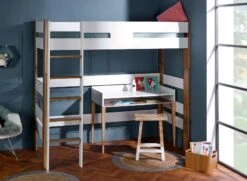 Lit Mezzanine 90x190 CODY – Blanc/Bois