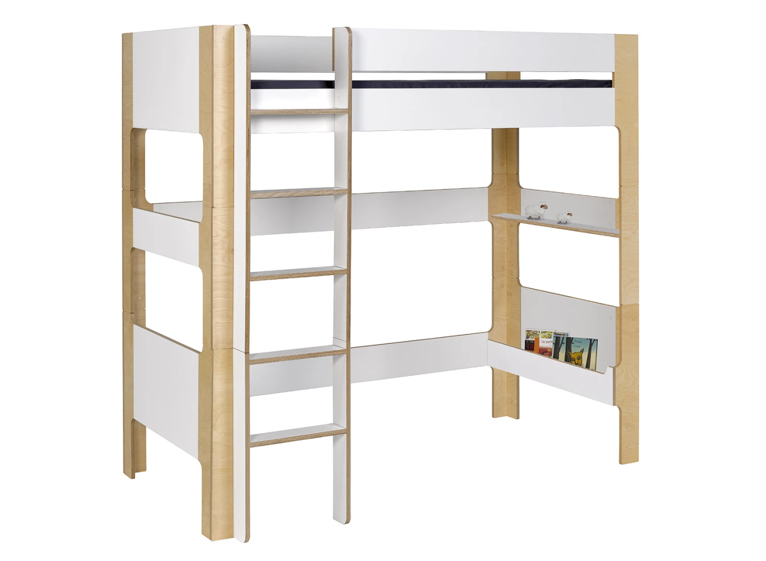 Lit Mezzanine 90x190 SYMI – Blanc/Bouleau – Image 3