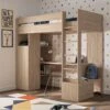 Lit Mezzanine Avec Bureau 90x200 DARIO - Chêne Clair